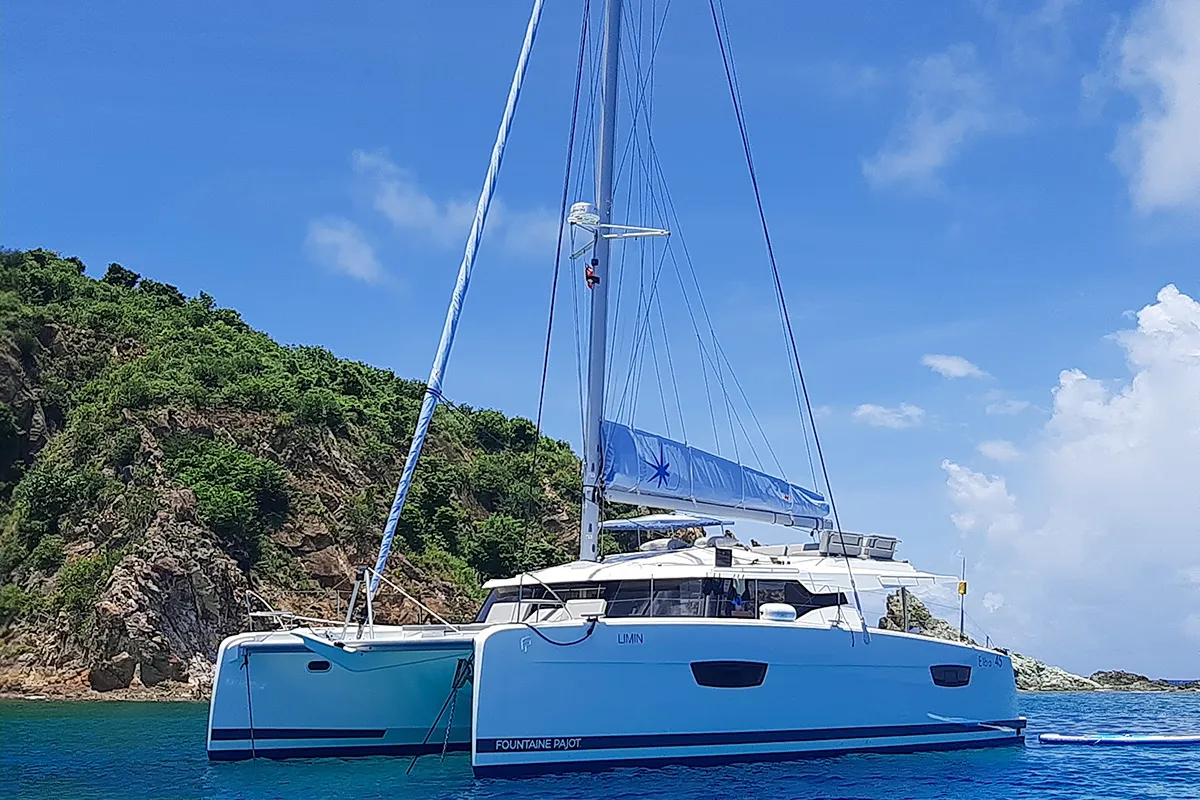 Limin'_X, a Fountaine Pajot Elba 45 catamaran at Road Town, British Virgin Islands