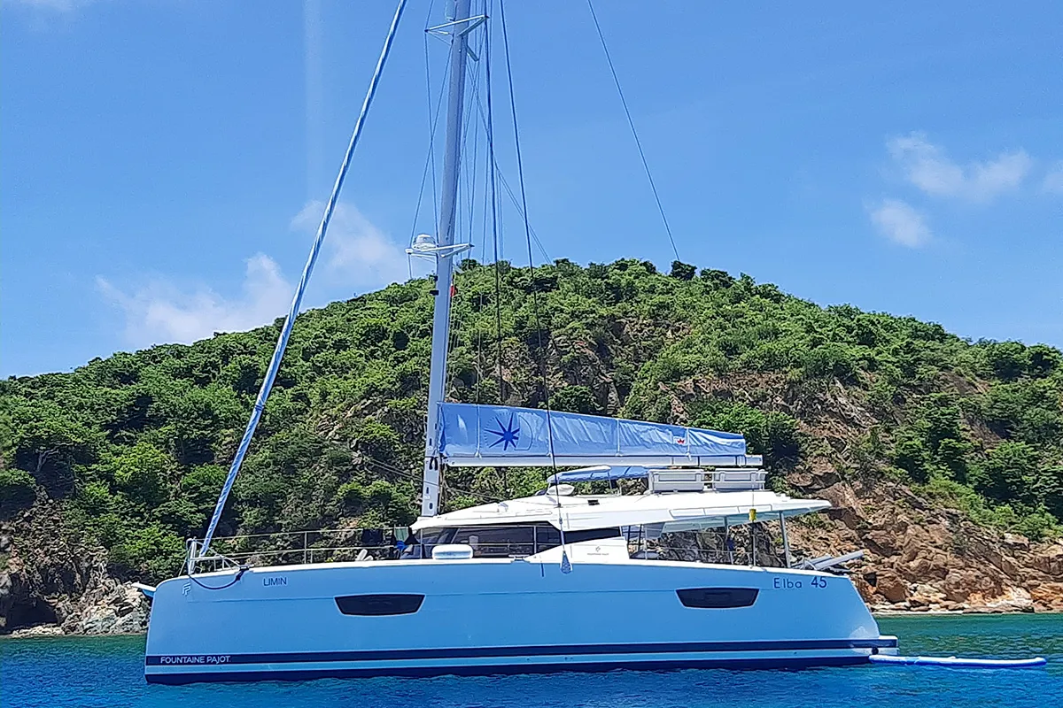 Limin'_X, a Fountaine Pajot Elba 45 catamaran at Road Town, British Virgin Islands