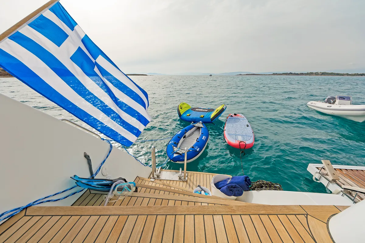 Deck of Meliti, a Lagoon 560 catamaran at Athens, Greece
