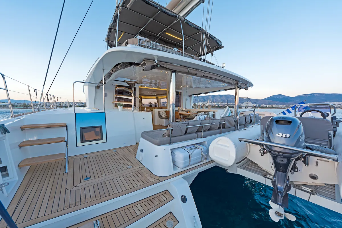 Deck of Meliti, a Lagoon 560 catamaran at Athens, Greece