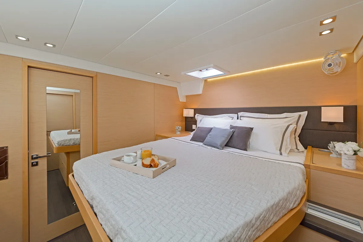 Cabin on Meliti, a Lagoon 560 catamaran at Athens, Greece