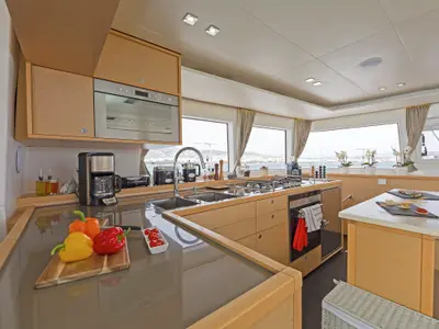 Galley of Meliti, a Lagoon 560 catamaran at Athens, Greece