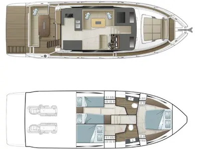 Floor plan of CATTALEA, a Sealine F430 motorboat at Grad Biograd na Moru, Croatia