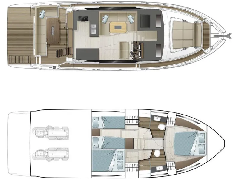Floor plan of CATTALEA, a Sealine F430 motorboat at Grad Biograd na Moru, Croatia