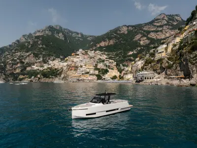 Exterior view of De Antonio D32, a motorboat at Sorrento, Italy