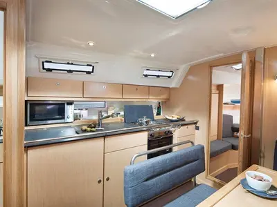 Galley of Star Fabian, a Bavaria 40 Cruiser sailboat at Primošten, Croatia