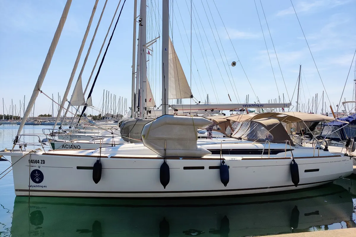 Exterior view of Fabiano II, a Jeanneau Sun Odyssey 449 sailboat at Općina Sukošan, Croatia