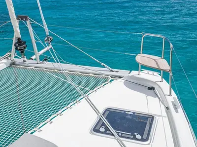 Deck of SARON, a Lagoon 38 catamaran at Municipal Unit of Lefkada, Greece
