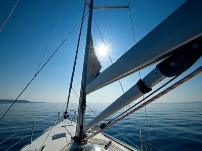 Deck of Bavaria Cruiser 41, a sailboat at Murter, Croatia