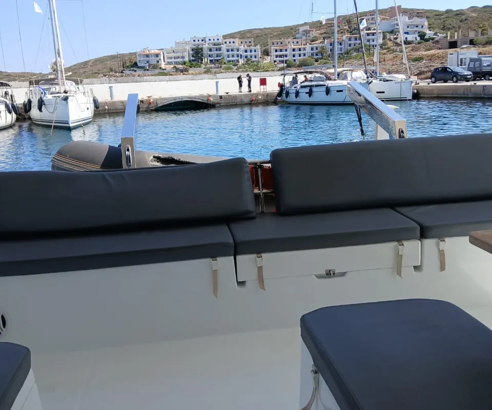 Deck of Kon-tiki, a Fountaine Pajot Elba 45 catamaran at Lavrion, Greece