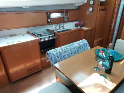 Galley of Onar, a Beneteau Oceanis 43 sailboat at Athens, Marina Delta Kallithea, Greece