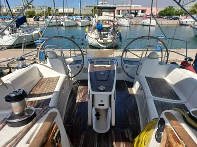 Cockpit of Onar, a Beneteau Oceanis 43 sailboat at Athens, Marina Delta Kallithea, Greece