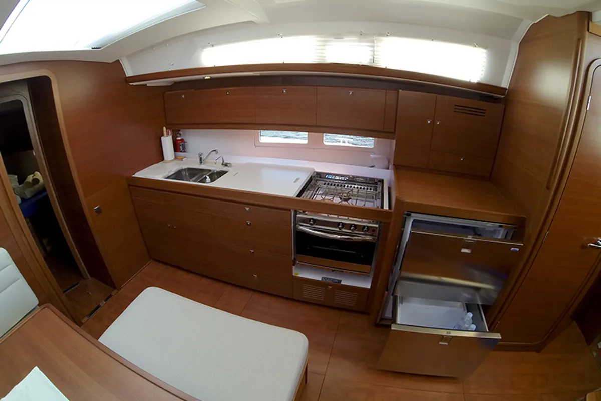 Galley of Alba 1, a Dufour 460 GL sailboat at Grad Šibenik, Croatia
