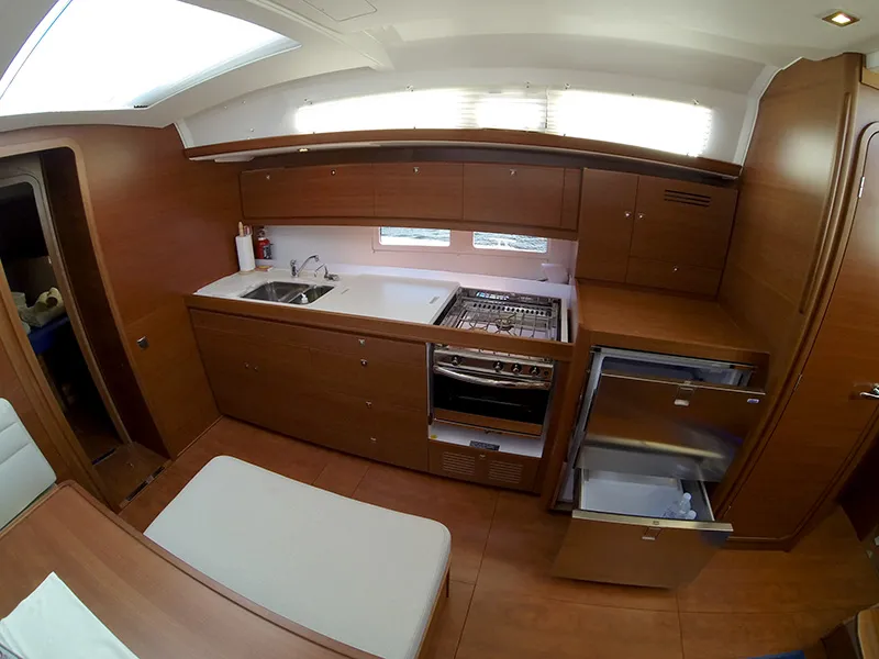Galley of Alba 1, a Dufour 460 GL sailboat at Grad Šibenik, Croatia