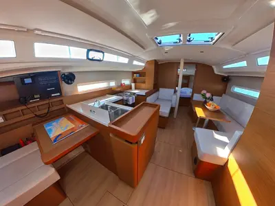 Salon of Milla, a Jeanneau Sun Odyssey 410 sailboat at Pirovac, Croatia