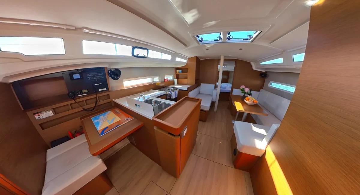 Salon of Milla, a Jeanneau Sun Odyssey 410 sailboat at Pirovac, Croatia