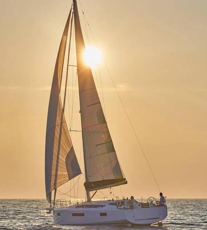 Exterior view of Milla, a Jeanneau Sun Odyssey 410 sailboat at Pirovac, Croatia