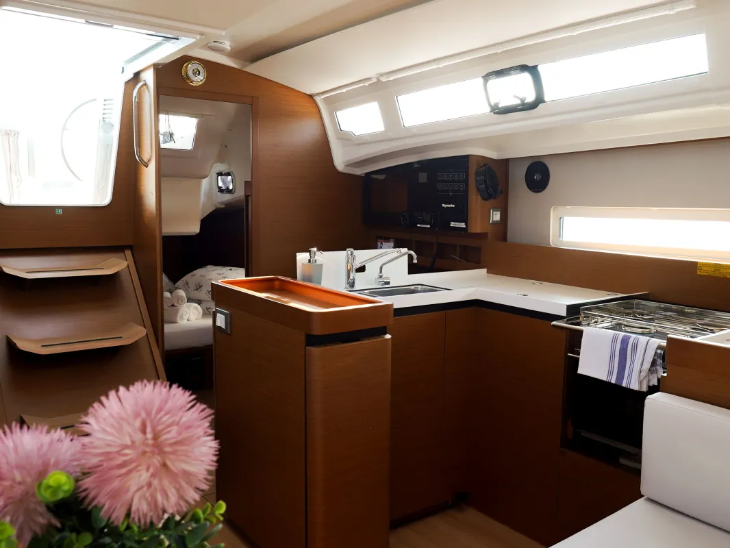 Galley of Milla, a Jeanneau Sun Odyssey 410 sailboat at Pirovac, Croatia