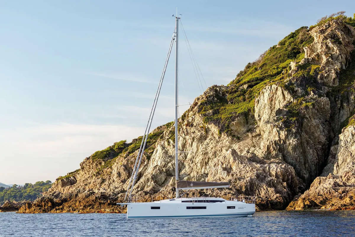 Exterior view of Milla, a Jeanneau Sun Odyssey 410 sailboat at Pirovac, Croatia