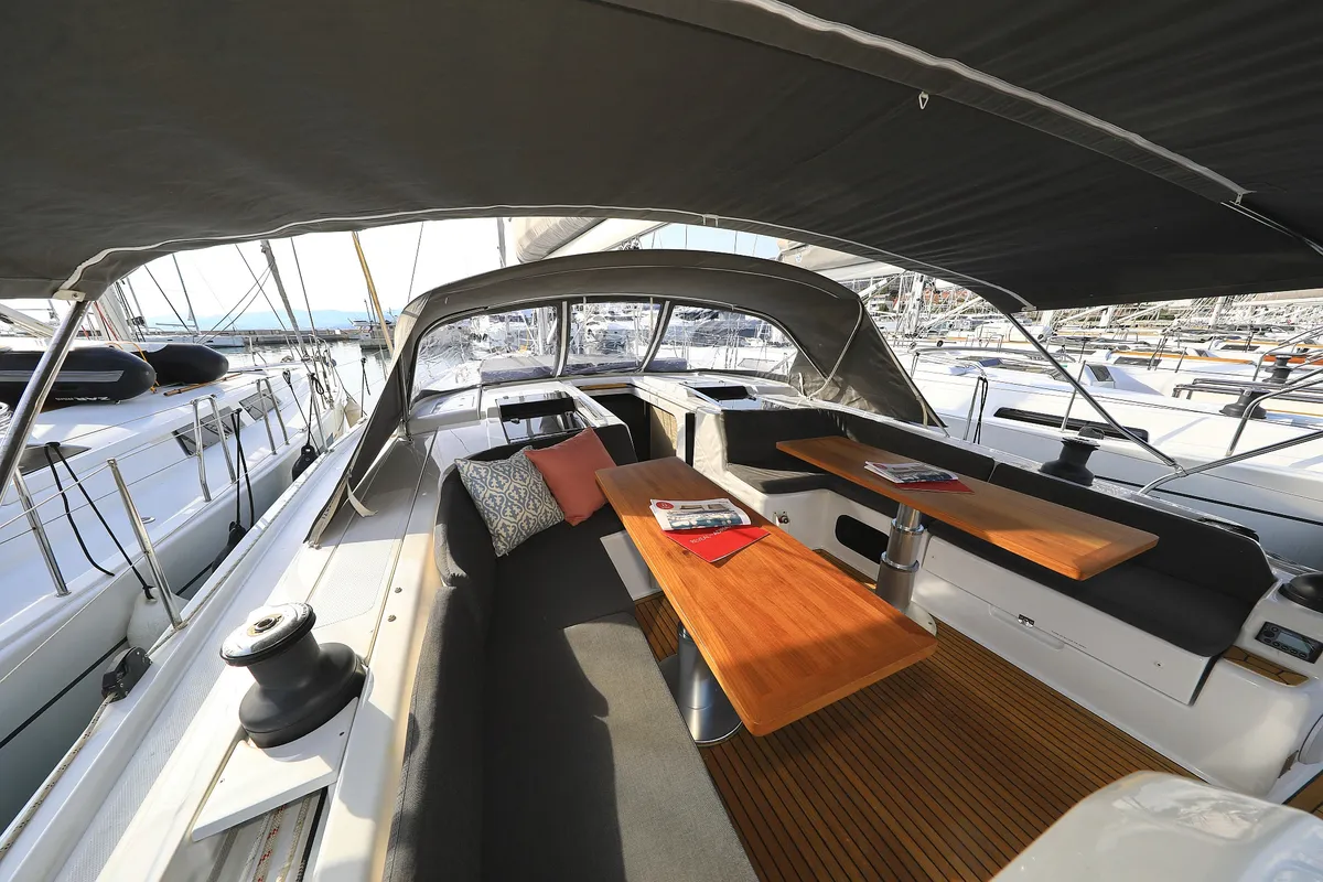 Deck of Licence To Chill, a Hanse 508 sailboat at Grad Kaštela, Croatia