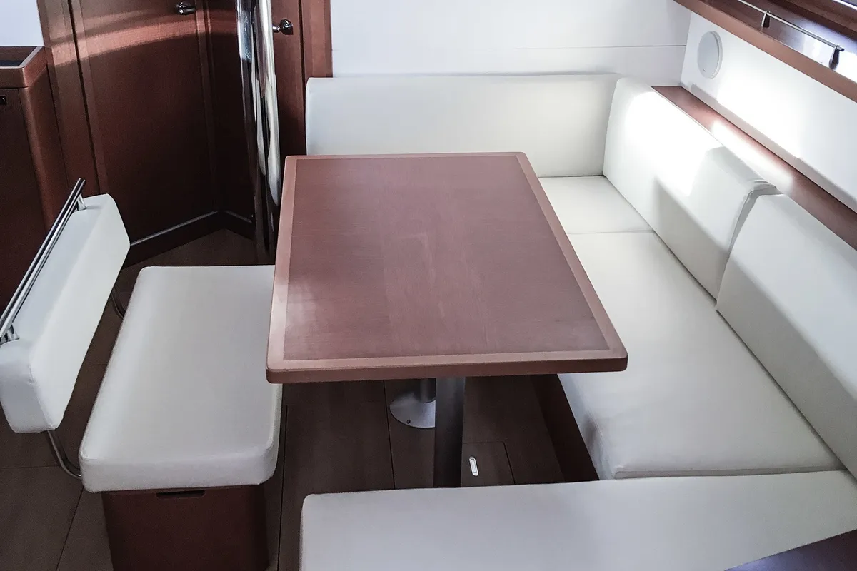 Salon of Cancan, a Beneteau Oceanis 45 sailboat at Tivat, Montenegro