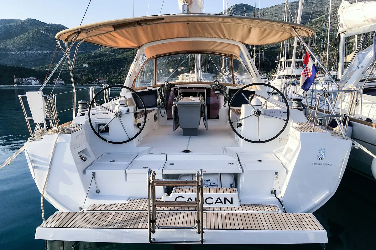 Deck of Cancan, a Beneteau Oceanis 45 sailboat at Tivat, Montenegro