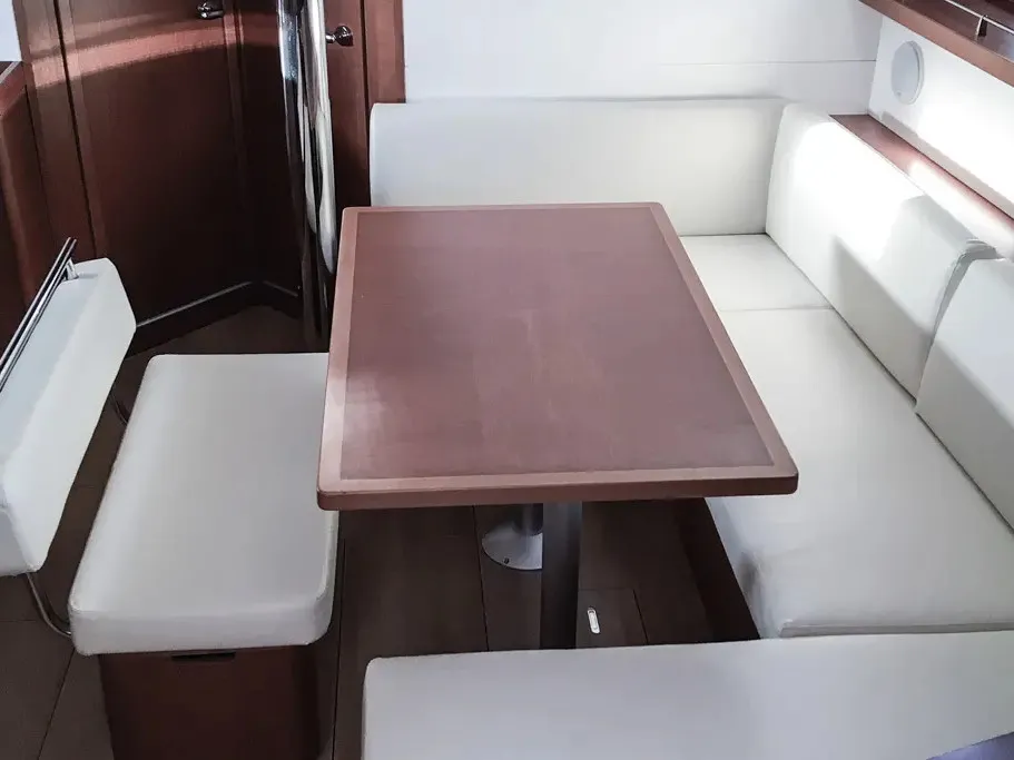 Salon of Cancan, a Beneteau Oceanis 45 sailboat at Tivat, Montenegro