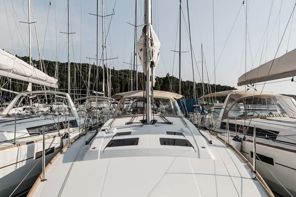Deck of Cancan, a Beneteau Oceanis 45 sailboat at Tivat, Montenegro