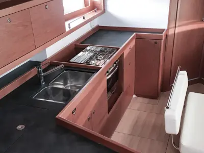 Galley of Cancan, a Beneteau Oceanis 45 sailboat at Tivat, Montenegro