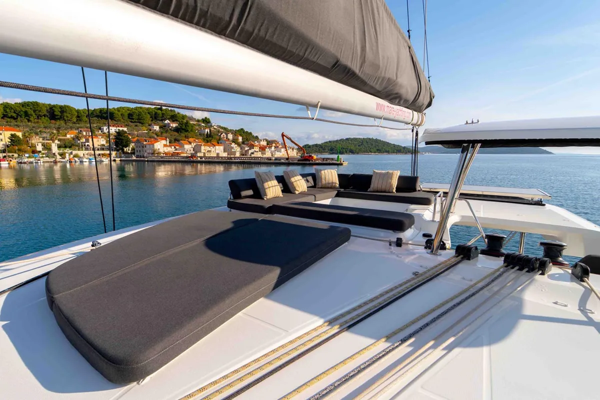 Deck of Lotti, a Lagoon 43 catamaran at Grad Šibenik, Croatia