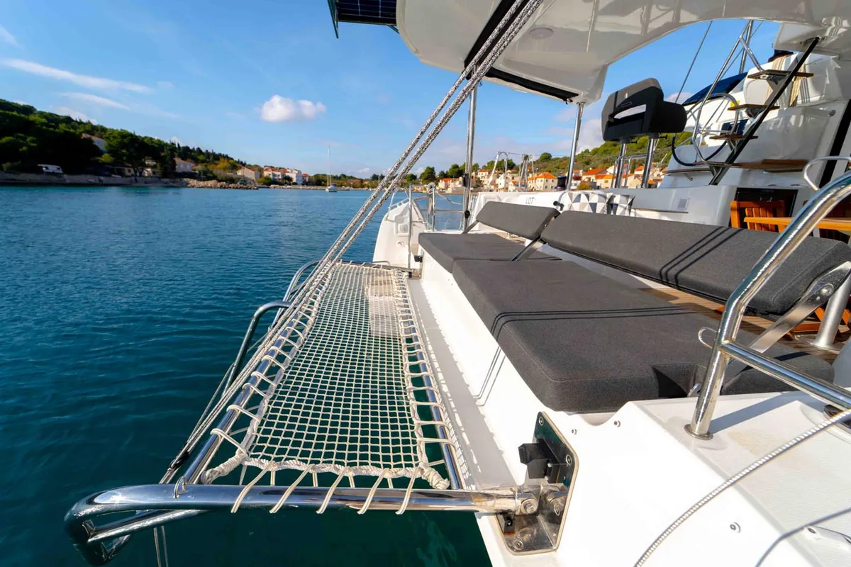 Deck of Lotti, a Lagoon 43 catamaran at Grad Šibenik, Croatia