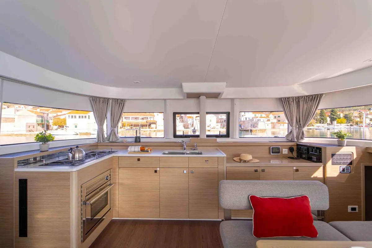 Galley of Lotti, a Lagoon 43 catamaran at Grad Šibenik, Croatia