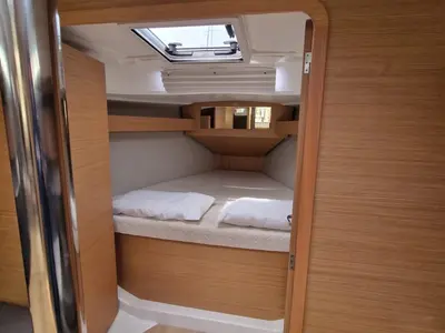 Cabin on Barbossa, a Dufour 360 Grand Large sailboat at Cagliari, Italy