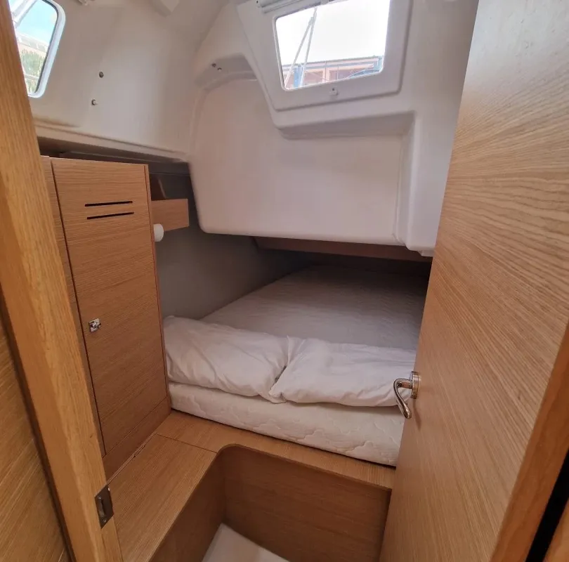 Cabin on Barbossa, a Dufour 360 Grand Large sailboat at Cagliari, Italy