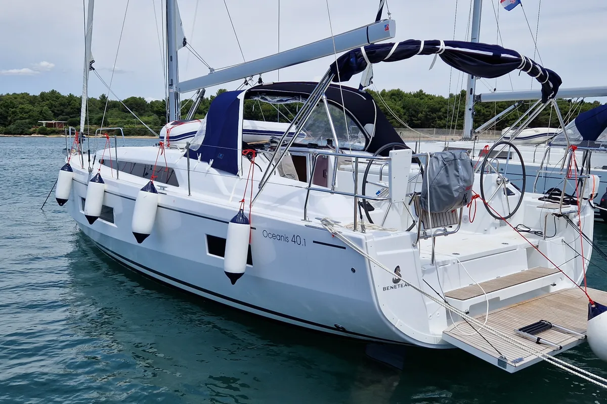 Exterior view of Sali, a Beneteau Oceanis 40.1 sailboat at Medulin, Croatia