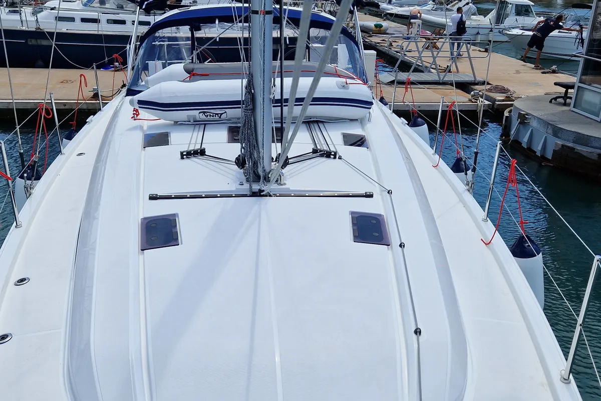 Deck of Sali, a Beneteau Oceanis 40.1 sailboat at Medulin, Croatia
