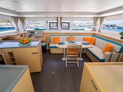 Salon of Orlando, a Lagoon 450 F catamaran at Grad Kaštela, Croatia