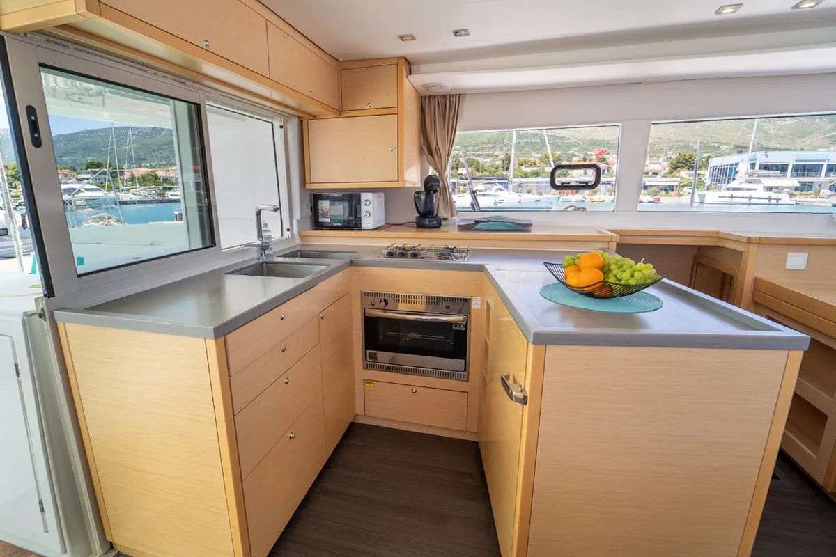 Galley of Orlando, a Lagoon 450 F catamaran at Grad Kaštela, Croatia