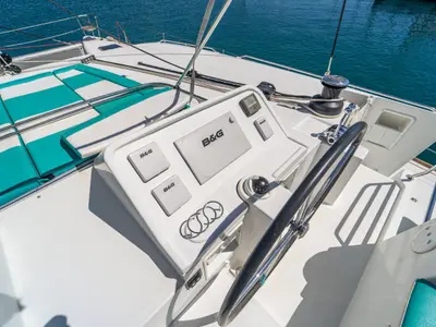 Cockpit of Orlando, a Lagoon 450 F catamaran at Grad Kaštela, Croatia