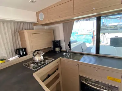 Galley of Hanselli, a Lagoon 42 catamaran at Trogir, Croatia