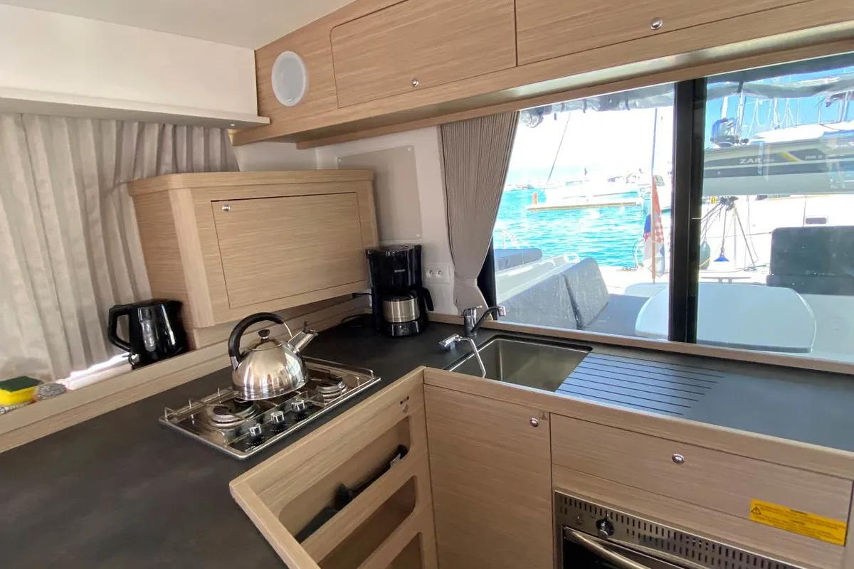 Galley of Hanselli, a Lagoon 42 catamaran at Trogir, Croatia