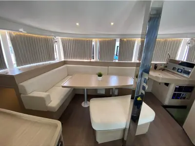 Salon of Hanselli, a Lagoon 42 catamaran at Trogir, Croatia