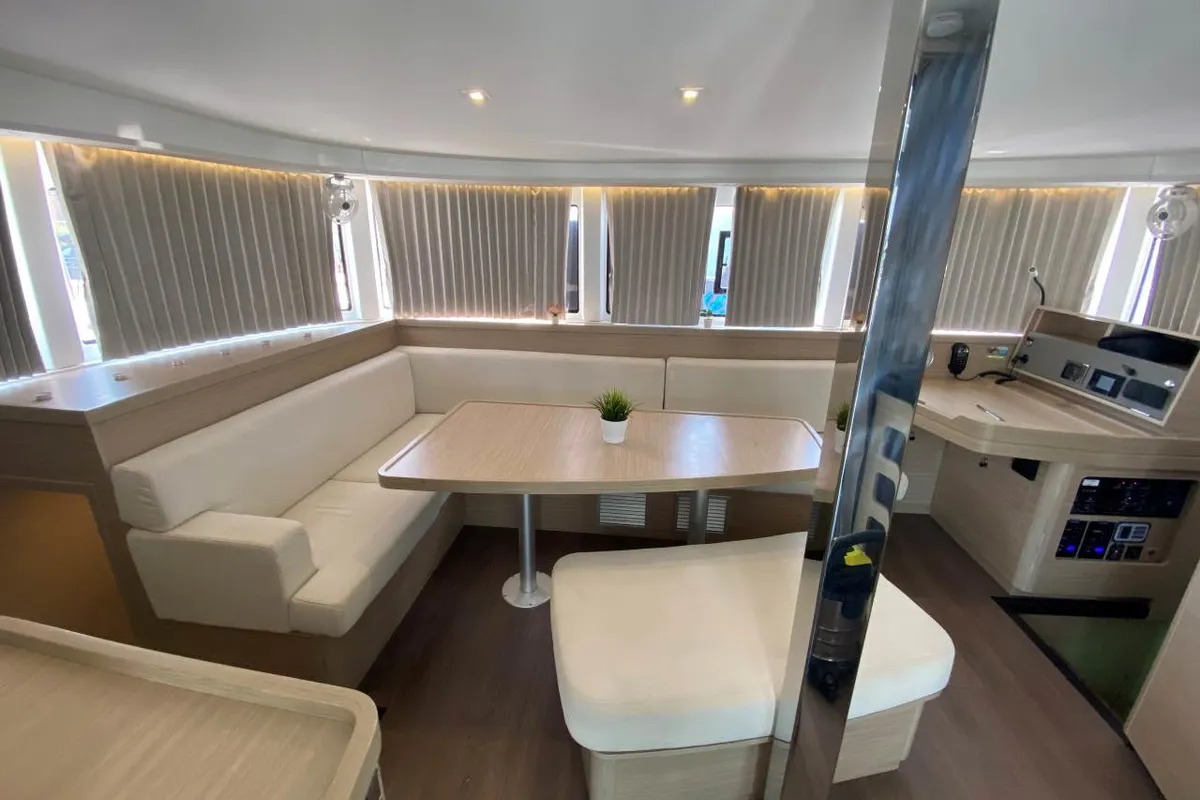 Salon of Hanselli, a Lagoon 42 catamaran at Trogir, Croatia