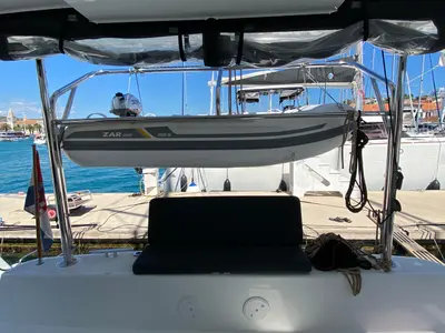 Deck of Hanselli, a Lagoon 42 catamaran at Trogir, Croatia