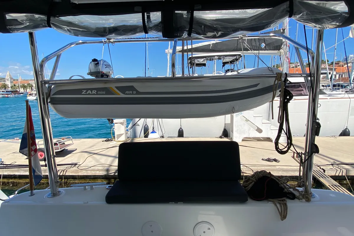 Deck of Hanselli, a Lagoon 42 catamaran at Trogir, Croatia