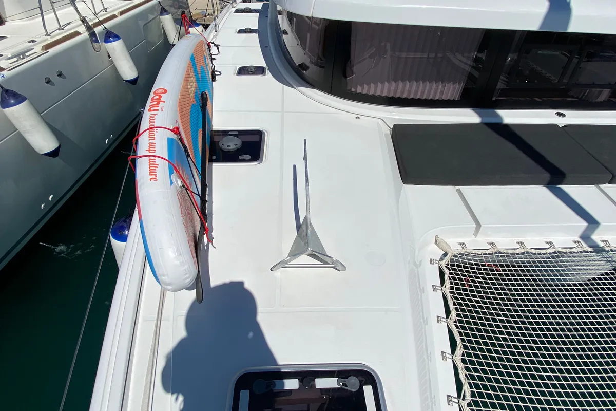 Deck of Hanselli, a Lagoon 42 catamaran at Trogir, Croatia