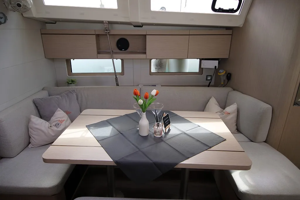 Salon of Liberty, a Beneteau Oceanis 46.1 sailboat at Općina Rogoznica, Croatia