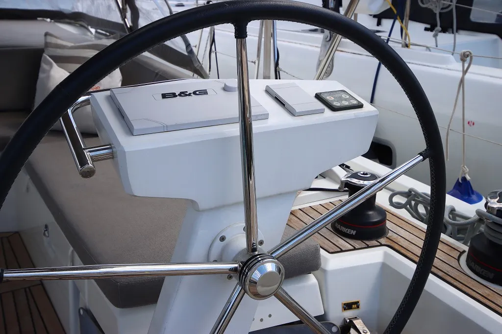 Cockpit of Liberty, a Beneteau Oceanis 46.1 sailboat at Općina Rogoznica, Croatia