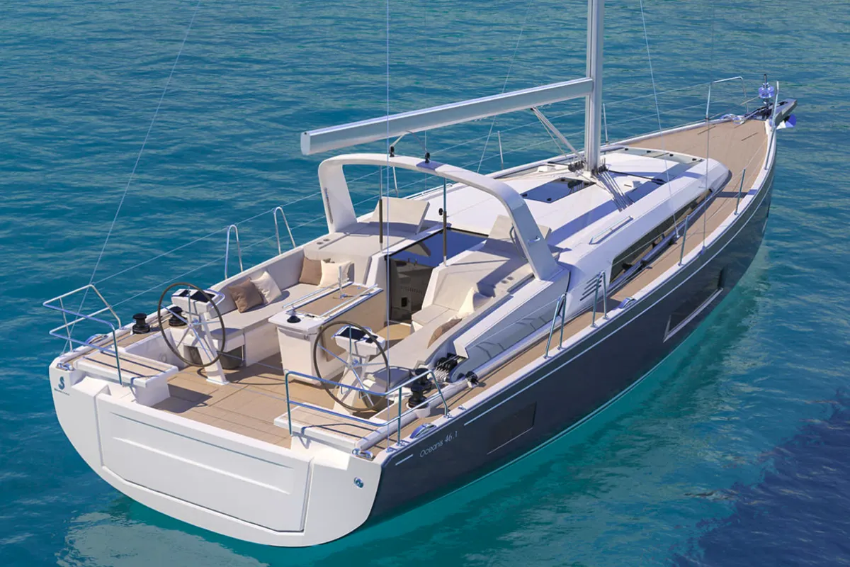 Exterior view of Liberty, a Beneteau Oceanis 46.1 sailboat at Općina Rogoznica, Croatia