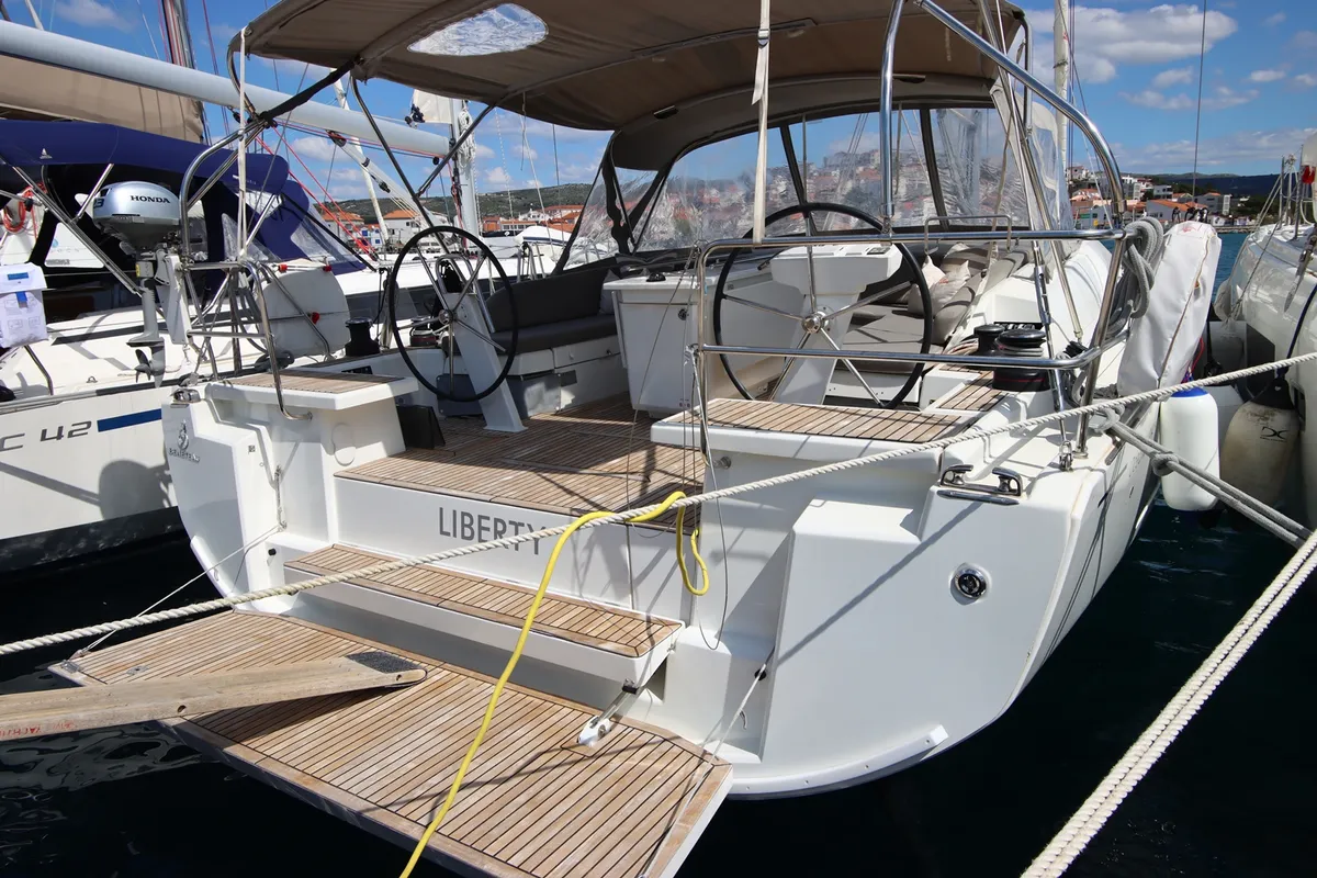 Exterior view of Liberty, a Beneteau Oceanis 46.1 sailboat at Općina Rogoznica, Croatia